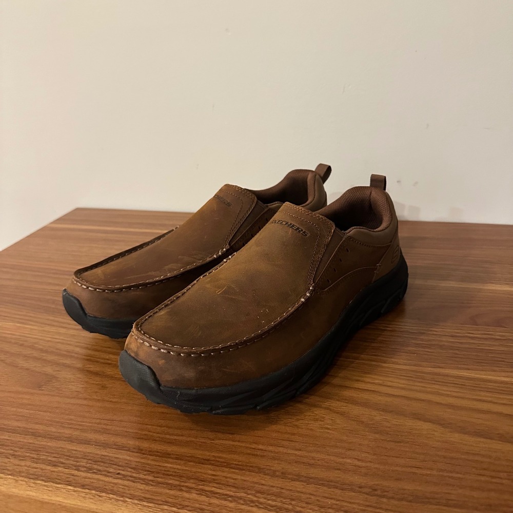 Skechers Relaxed Fit Expected Gomel Mens Brown Leather Slip On Loafers 205312 12
